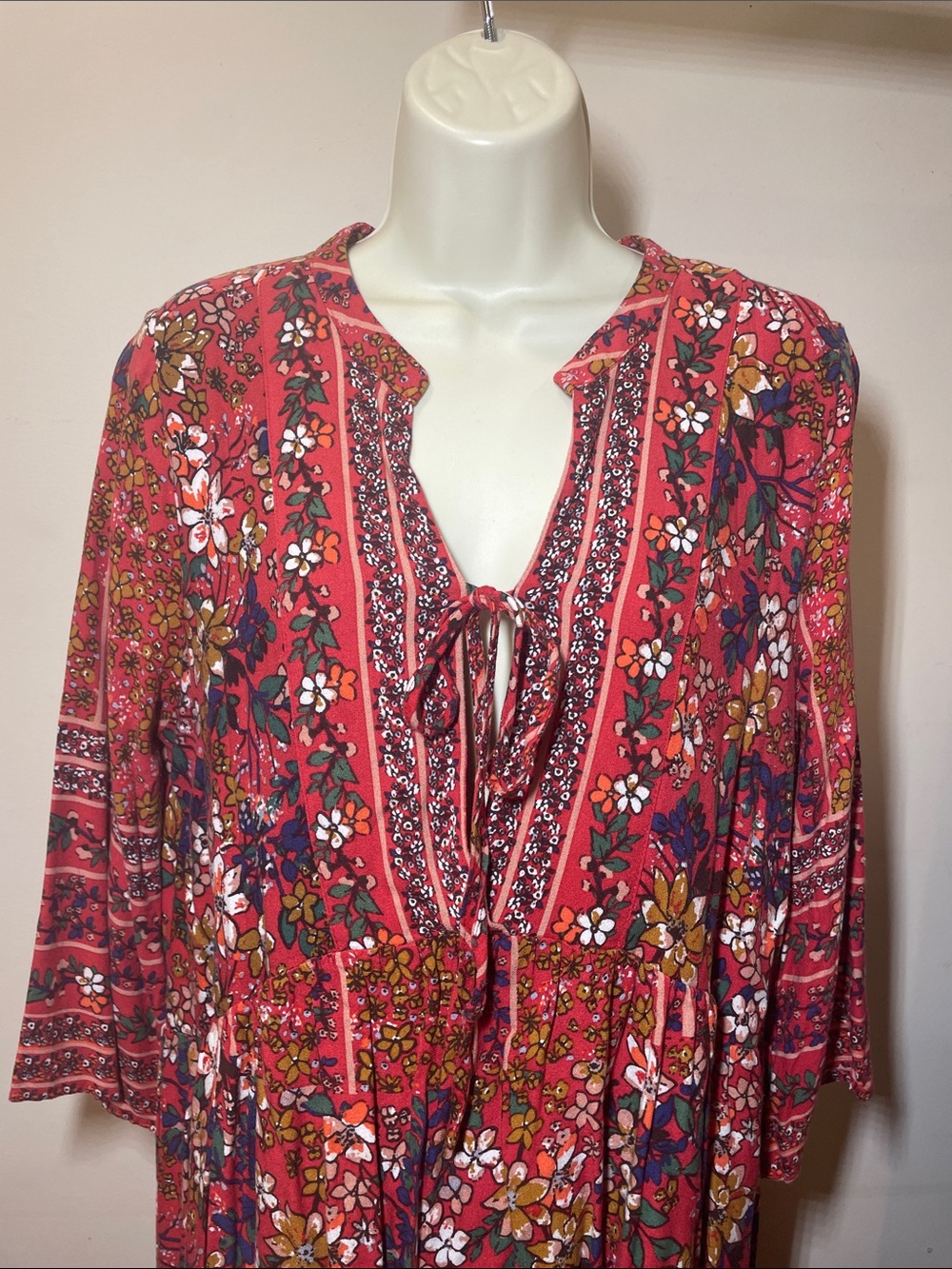 JODIFL Red Floral Tie-Front Maxi Dress - Picture 3 of 10